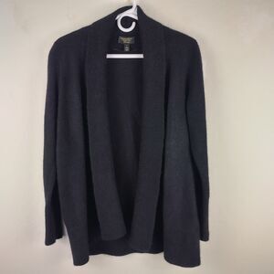 Charter Club Black Open Front Long Sleeve Cardigan Sweater